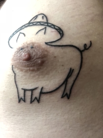 A nipple pig wearing a sombrero