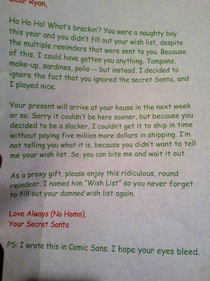 A note from my Secret Santa