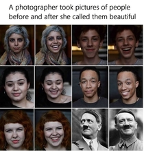 A photographer took pictures of people before and after she called them beautiful
