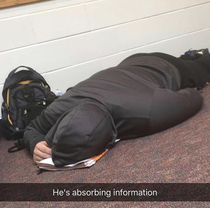 A picture I took in high school of one of my buddies sleeping in the hallway
