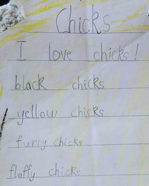 A poem my brother wrote when he was  Its about chickens I swear