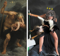 A recreation of Saturn by Rubens that my dog and I did We do one every day but this is one of my favorites 