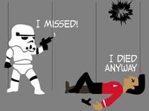 A Redshirt and a Stormtrooper get into a fight