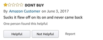 A review for a drone on Amazon
