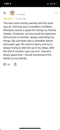 A review I stumbled upon about a nearby prison