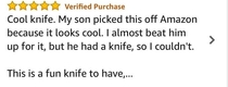 A review of a knife on Amazon