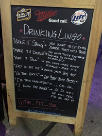 A sign at a bar