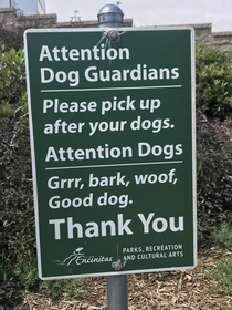 A sign at my dog park