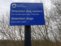 A sign for dogs near where I live