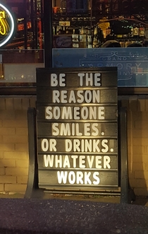 A sign outside of a liquor store I stopped at