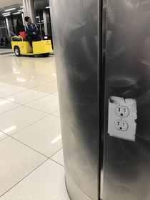 A sticker in an airport