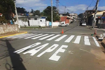 A street in Brazil the workers were supposed to paint PARE STOP but it seems like they got a bit confused