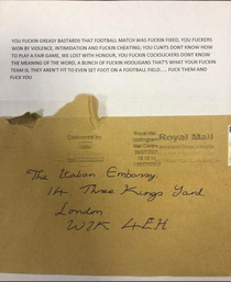 A Strongly Worded Letter to the Italian Embassy in London