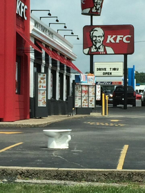 A toilet in the parking lot not a good sign