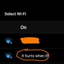 a very interesting name for a WiFi connection what were the odds of me seeing this