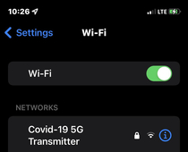 A wifi network that popped up at the Airbnb I was staying at