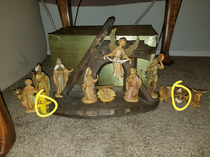 Adding figures to my nativity scene day  Pikachu