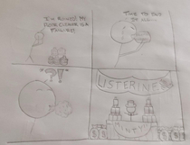 After learning how Listerine was discovered as a failed floor cleaner I made a comic about how I assume it went down