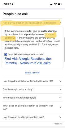 Allergic reaction to Benadryl  Use Benadryl Thanks Google