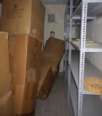 Almost had a heart attack when turning the lights on in this abandoned storage room The previous owner was a bank