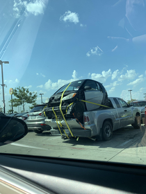 Always joked about how you could probably fit a Smart Car in the bed of a pickup Never thought Id actually see it happen