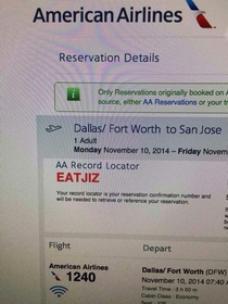 American Airlines flight confirmations are pretty unfriendly these days