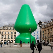 American artist Paul McCarthy erected a giant Christmas tree sculpture at Place Vendome in Paris as part of a contemporary art fair