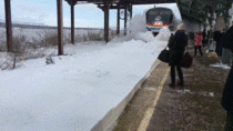 Amtrak Train collides with a track full of snow
