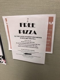 An ad for a new roommate I found on campus