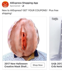An ad for Halloween masks on Facebook