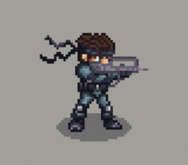 An animated pixel art I made Snake from the Metal Gear Solid series 