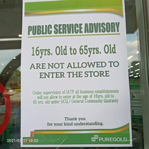 An announcement at our local grocery guess we arent going in unless were  and below or  and above