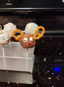 An attempt to make a reindeer cake pop He looks zooted