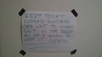 An essential note I put above my toilet