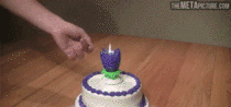 An impressive birthday-candle