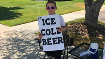An -year-olds clever ice cold beer sign sure got the cops attention