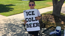An -year-olds clever ice cold beer sign sure got the cops attention