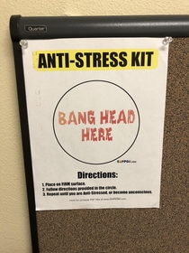 Anti-stress kit on a doctors office wall