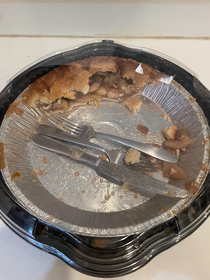 Anyone else have a community pie left out on the counter with some forks in it or is my fat slob family special