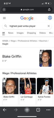 Apparently Google thinks Blake Griffin is a WNBA player