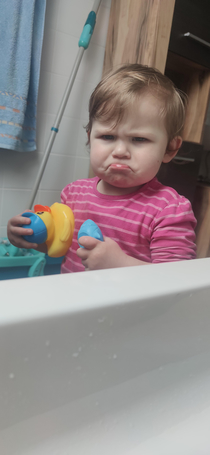 Apparently my daughter didnt like that i went into the bathtub without her
