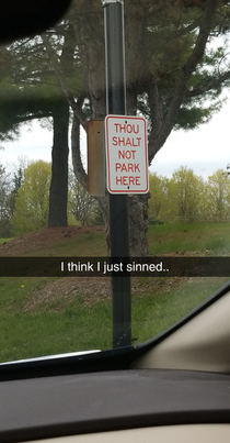 Apparently wrongful parking is a sin now