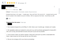 Appliance repair shop responds to a bad review