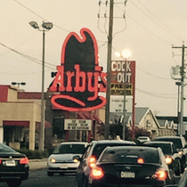 Arbys before they graduated to the We have the Meats slogan Took this unedited photo in traffic in 