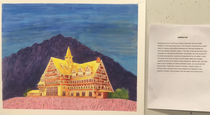 art class objective was to paint a building from a reference photo but change the colours an older woman classmate decided to predict the future with hers thought i was gonna implode from trying not to laugh as she read her write-up to us hope you enjoy