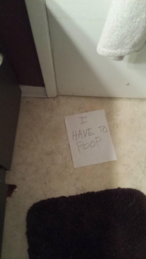 As a deaf father to five children living in a house with one bathroom This is how my kids tell me they need to use the restroom when I am shaving