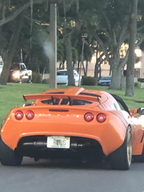 Asian driver of this Lotus has a bit of a sense of humor