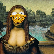 Asked AI to draw the Mona Lisa Spaghetti Monster Was not disappointed