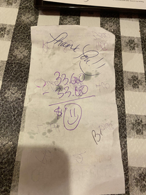 Asked for the bill for a pizza which I forgot was free