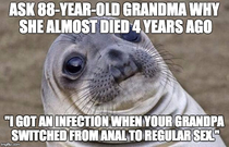 Asked grandma about why she got sick Had a hard time not gagging and vomiting everywhere